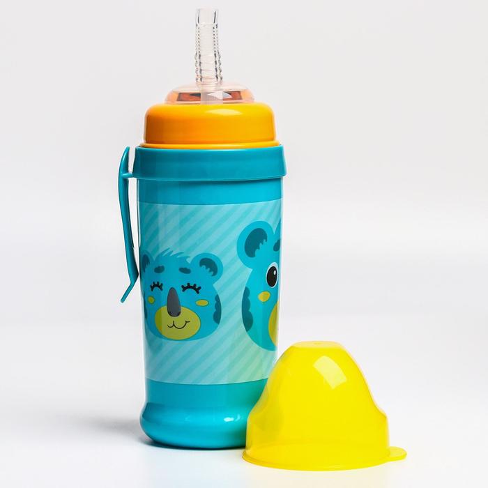 Поильник-непроливайка спортивный с трубочкой и крышкой, 350 мл, от 12 месяцев, цвет МИКС