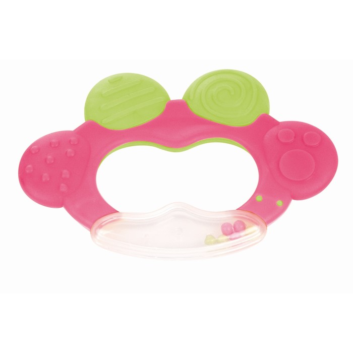 Погремушка с эластичными прорезывателем "Лягушка", возраст 0+, цвет МИКС