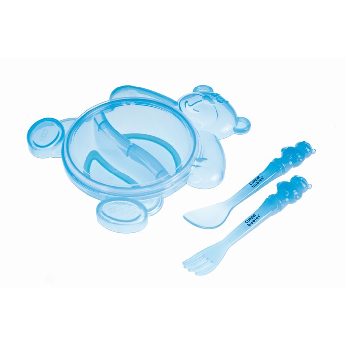 Тарелка с крышкой, вилкой и ложкой "Медвежонок", 6+