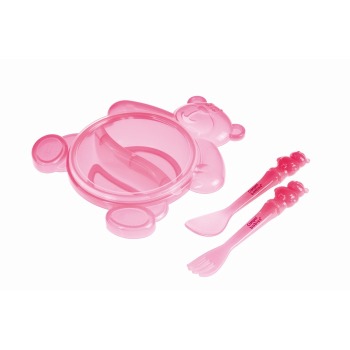 Тарелка с крышкой, вилкой и ложкой "Медвежонок", 6+