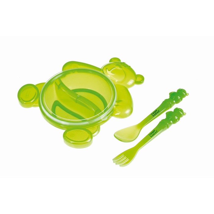 Тарелка с крышкой, вилкой и ложкой "Медвежонок", 6+