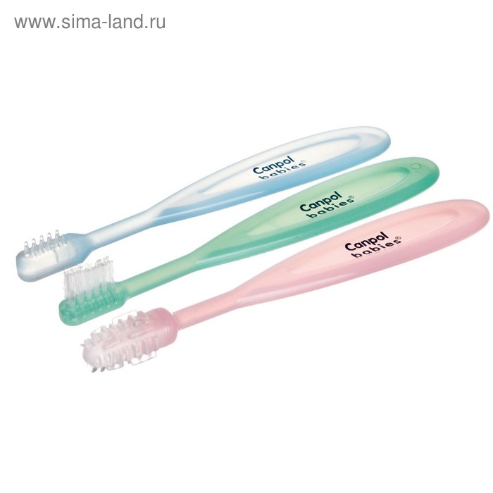 Зубная щётка детская, набор 3 шт.: щётка силиконовая, массажёр, щётка с мягкой щетиной, от 3 мес.