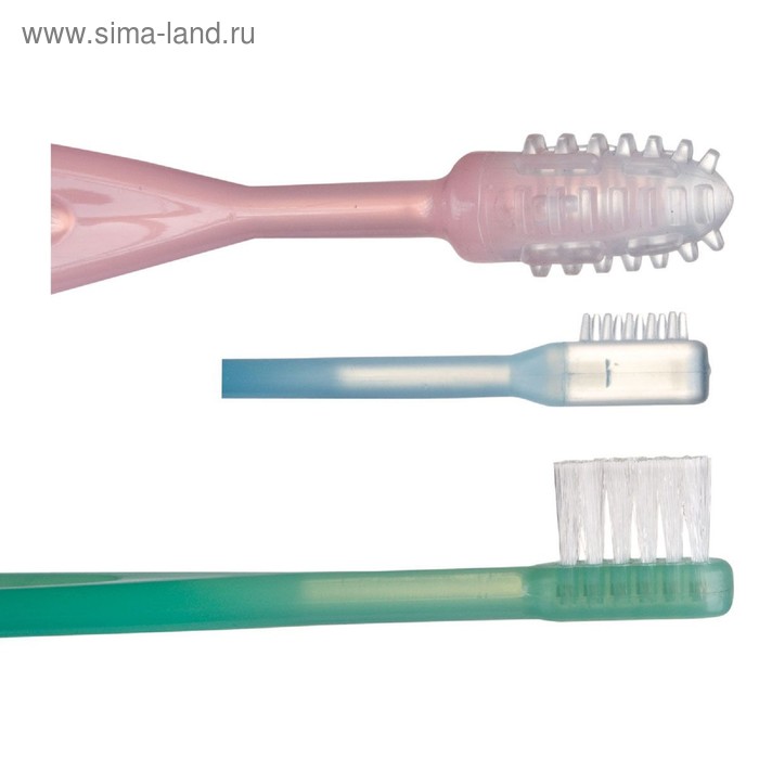 фото Зубная щётка детская, набор 3 шт.: щётка силиконовая, массажёр, щётка с мягкой щетиной, от 3 мес. canpol babies