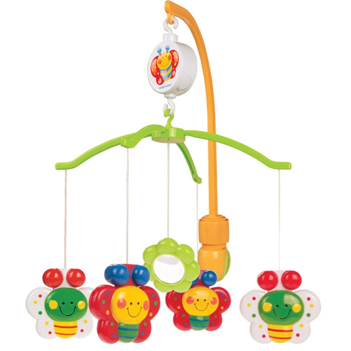 Карусель музыкальная пластиковая "Бабочки", возраст 0+, цвет МИКС