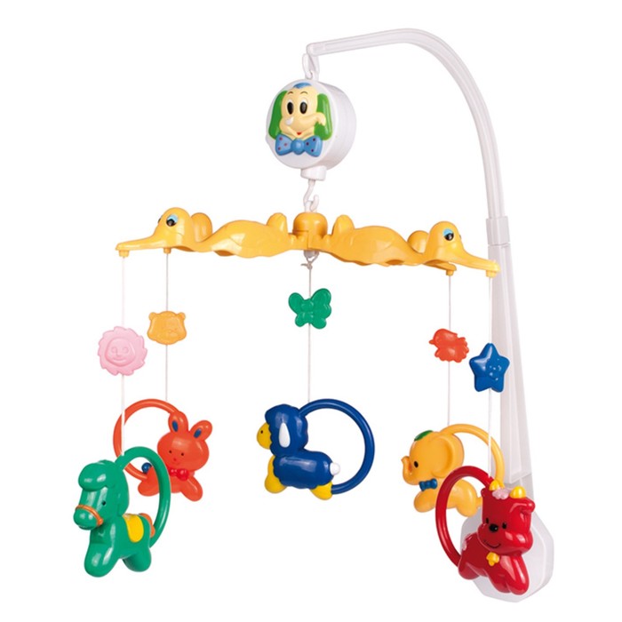 Карусель музыкальная пластиковая "Зверюшки", возраст 0+, цвет МИКС