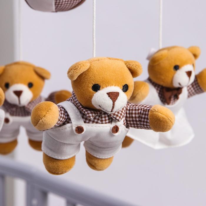 Карусель музыкальная "Медвежата под зонтиком", плюшевая, возраст 0+, цвет МИКС