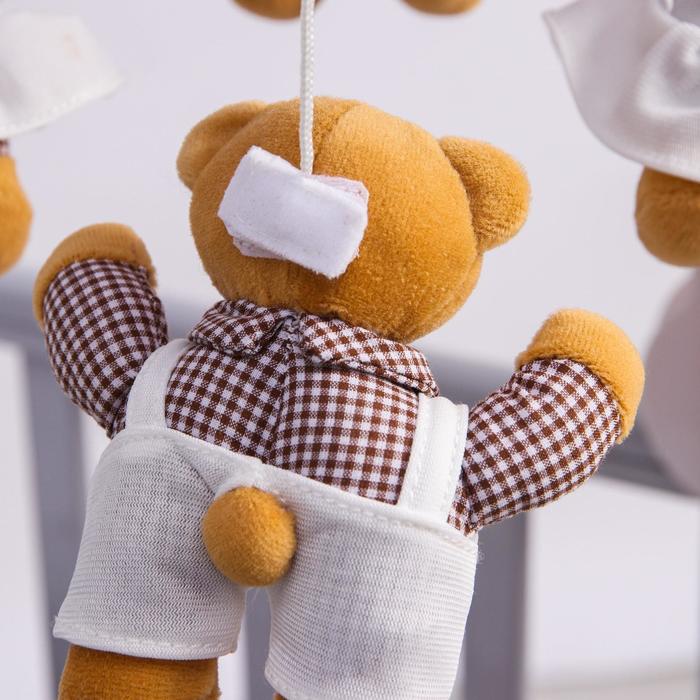 Карусель музыкальная "Медвежата под зонтиком", плюшевая, возраст 0+, цвет МИКС