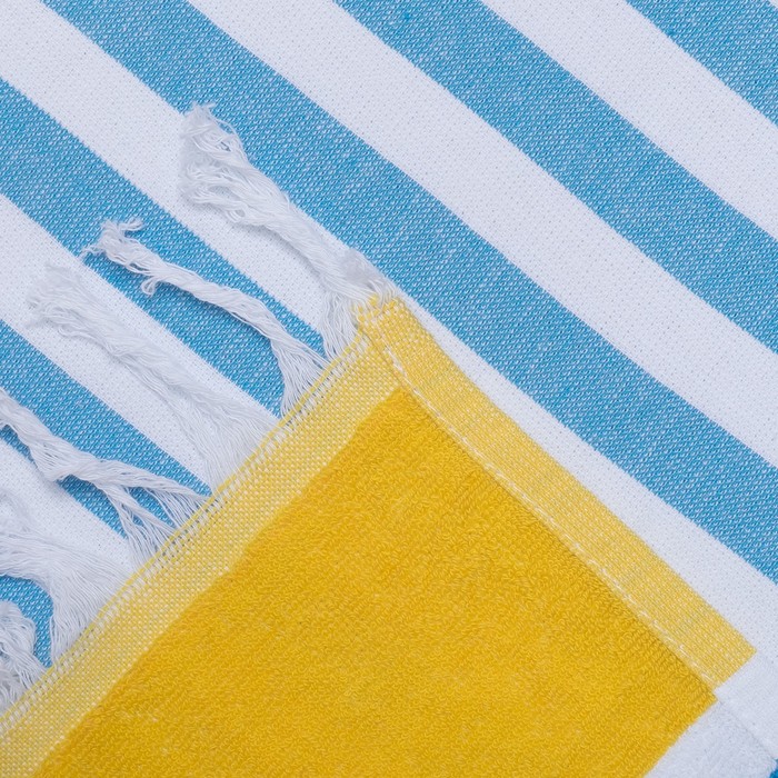 Полотенце пештемаль Turkish towel Полоса, желтый бордюр, 100х150 см, 330г/м2, хлопок 100%