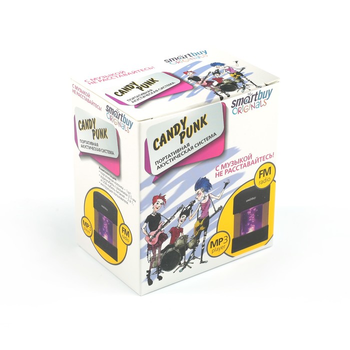 Портативная колонка SmartBuy CANDY PUNK, MP3-плеер, FM-радио, 2.2 Вт, черная