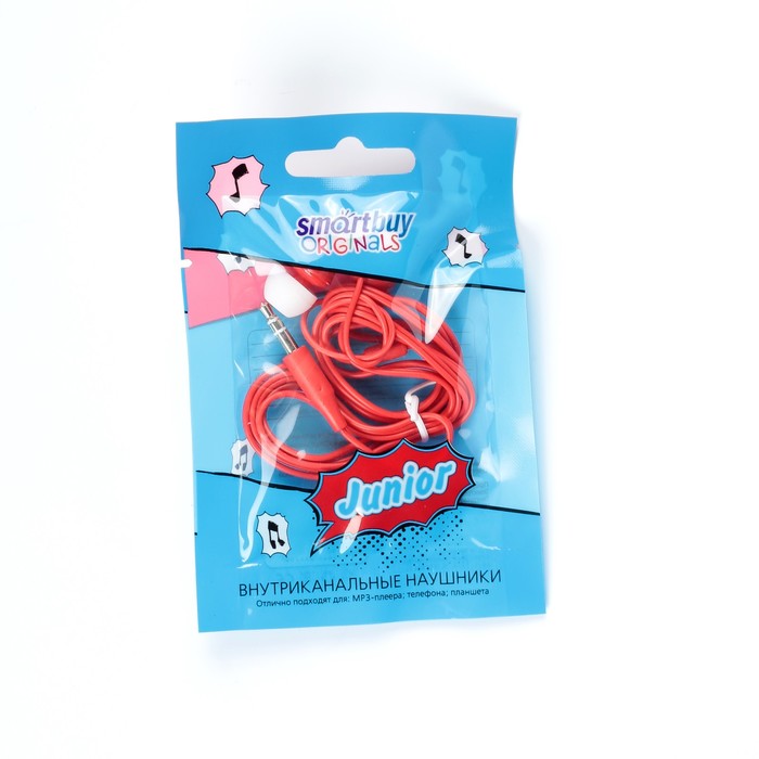Наушники Smartbuy Junior, вакуумные, красные