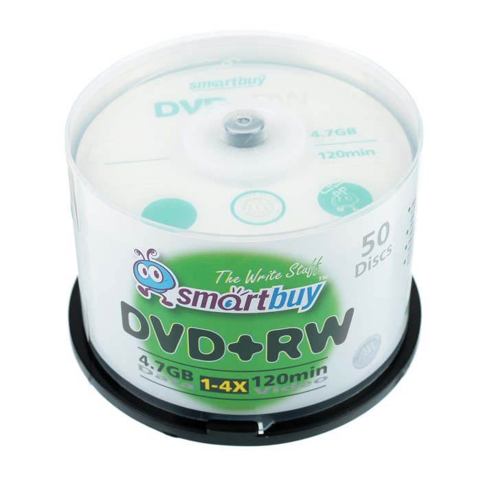 Диск DVD+RW Smartbuy, 4х, 4,7 Гб, Cake Box, 50 шт
