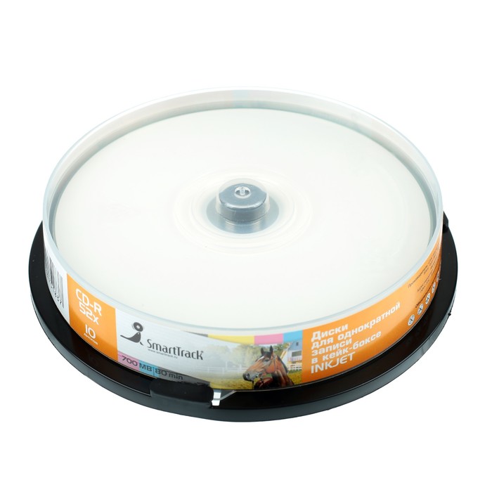 Диск CD-R SmartTrack Inkjet, 52x, 700 Мб, Cake Box, 10 шт