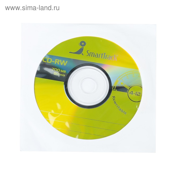фото Диск cd-rw smarttrack, 4-12x, 700 мб, конверт, 1 шт