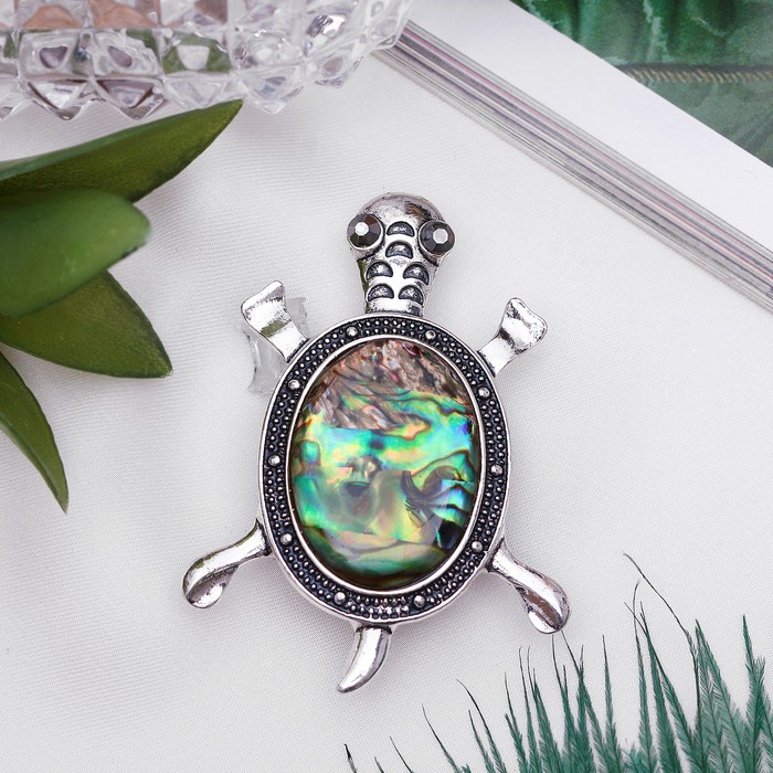 Брошь черепаха "Галиотис" в чернёном серебре