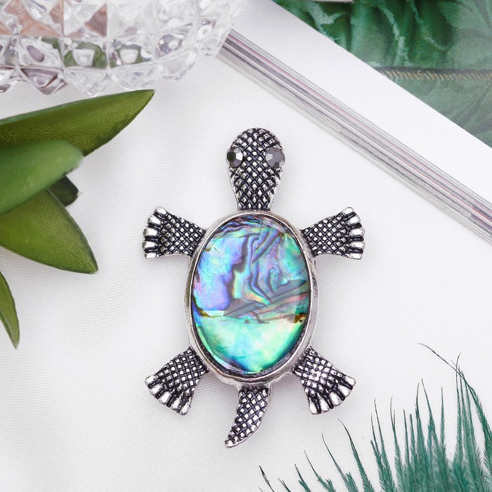 Брошь черепашка "Галиотис" в чернёном серебре