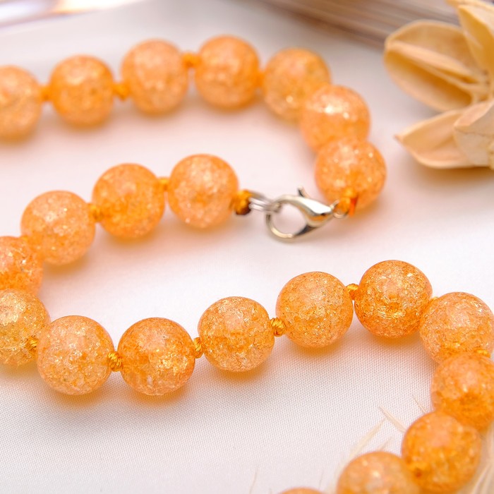 Бусы шар №10 "Кварц сахарный", цвет золотой