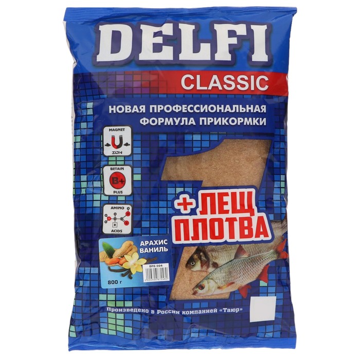 

Прикормка DELFI Classic, лещ-плотва, арахис, ваниль, 800 г