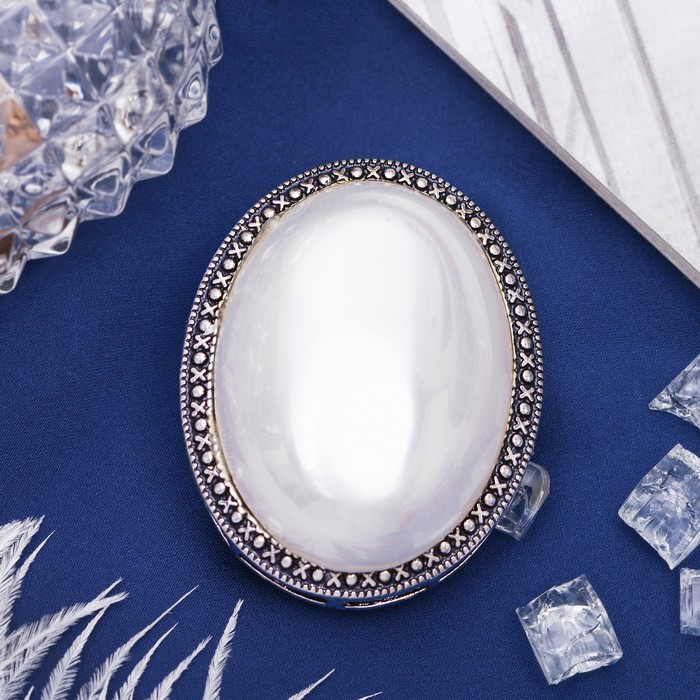 Брошь овал в металлической оправе "Майорка" в чернёном серебре
