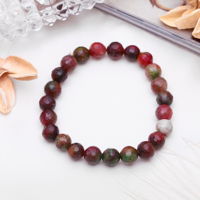 Браслет шар №8, гранёный "Агат", цвет тёмно-коричневый