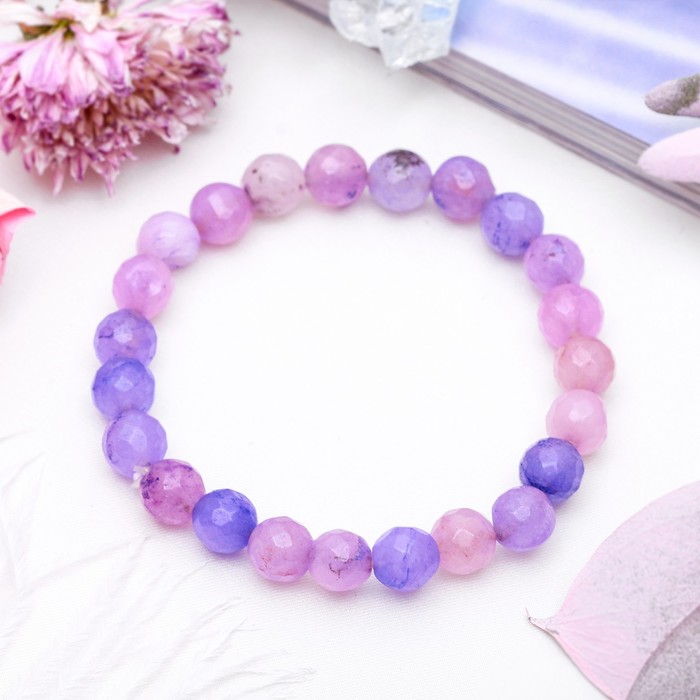 Браслет шар №8, гранёный "Агат", цвет тёмно-фиолетовый