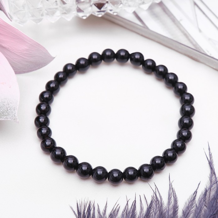 Браслет шар №6 "Агат", цвет чёрный