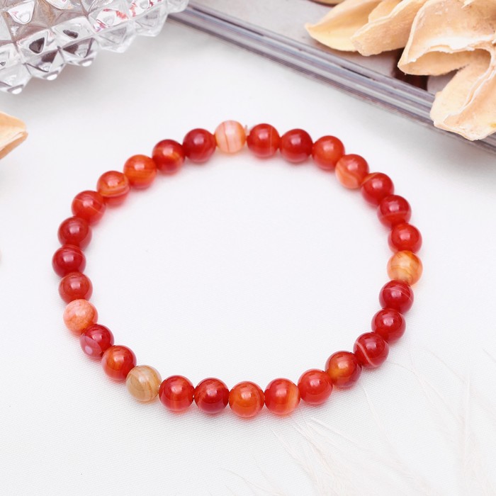 Браслет шар №6 "Агат", цвет коричневый