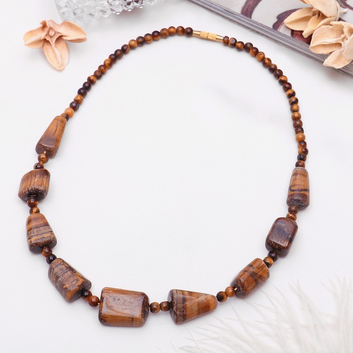 Колье галтовка через два шара "Тигровый глаз"