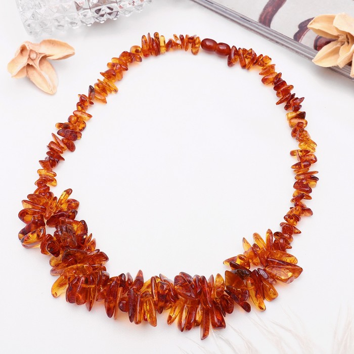 Колье "Янтарь" галтовка, цвет тёмно-коричневый