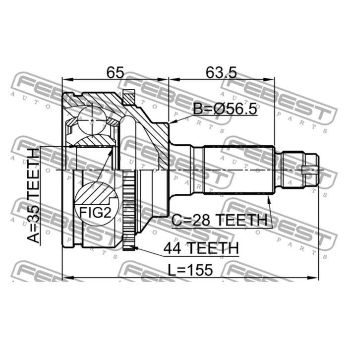 Шрус наружный 35x56.5x28 febest 0510-mpvlw3a44