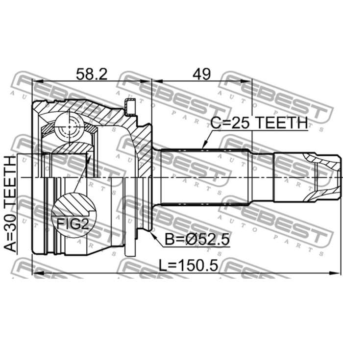 Шрус наружный 30x52.6x25 febest 1010-t300
