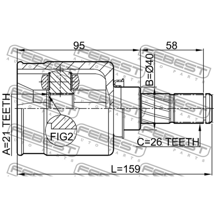 Шрус внутренний 21x40x26 febest 0211-k12