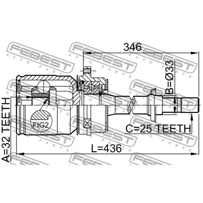 Шрус внутренний правый 32x33x25 febest 0211-sr20rh