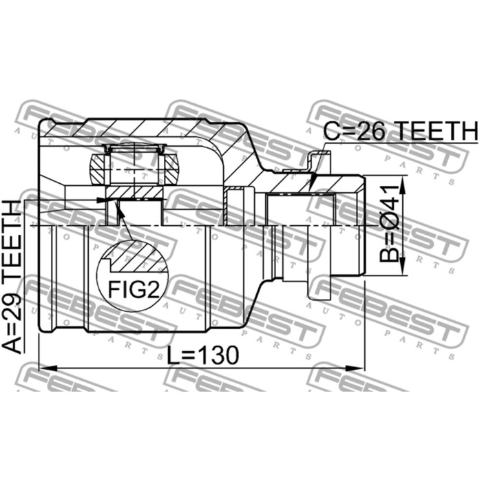 Шрус внутренний 29x41x26 febest 0411-cu204wd