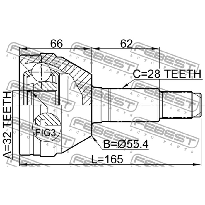 Шрус наружный 32x55.4x28 febest 1110-010