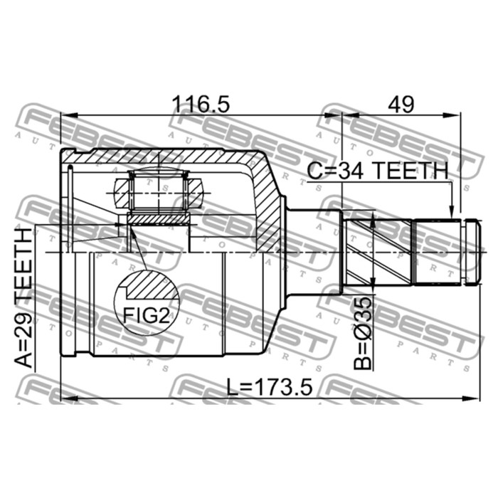 Шрус внутренний 29x35x34 febest 1111-esp