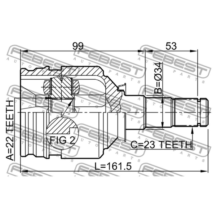 Шрус внутренний 22x34x23 febest 0111-2nzfe