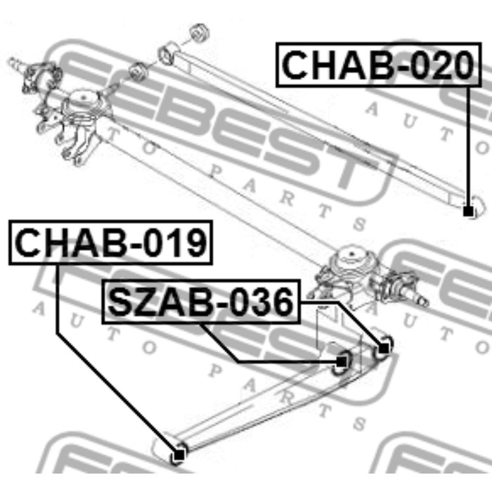 Сайлентблок заднего продольного рычага febest chab-019