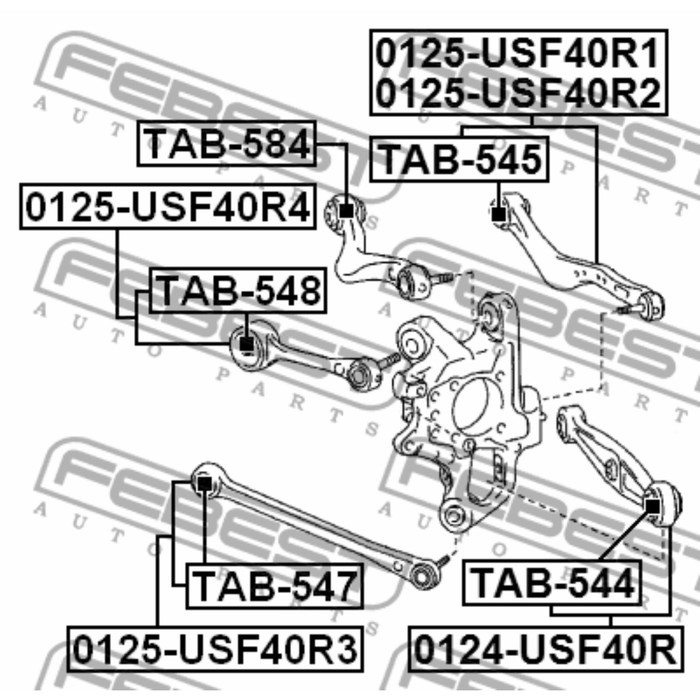 Сайлентблок задней тяги febest tab-545