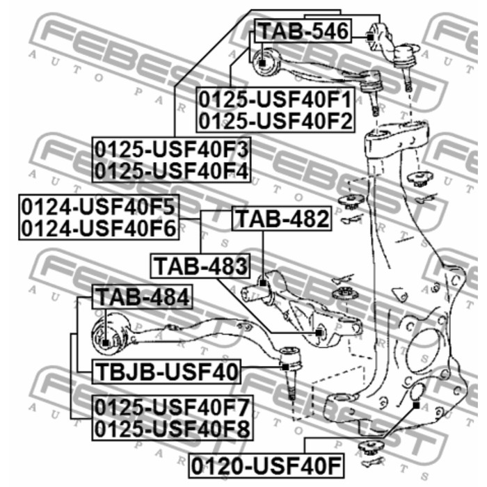 Сайлентблок переднего верхнего рычага febest tab-546
