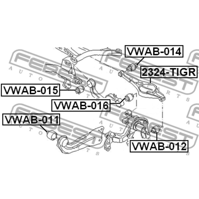 Сайлентблок задней цапфы febest vwab-012