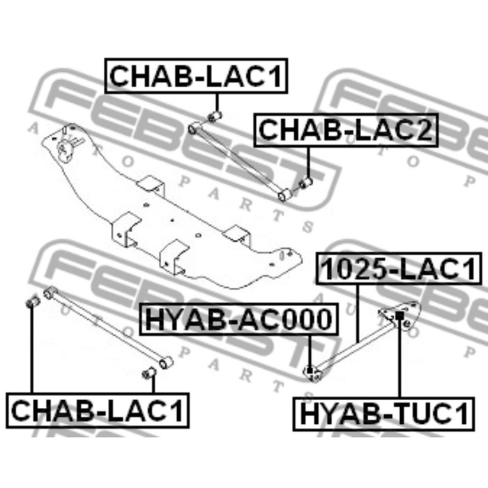 Сайлентблок заднего поперечного рычага febest chab-lac1