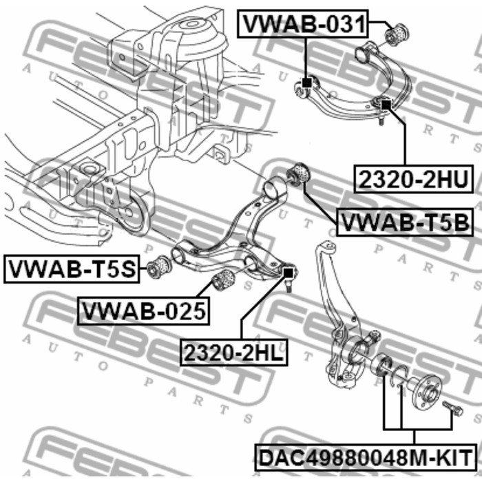Сайлентблок переднего верхнего рычага febest vwab-031