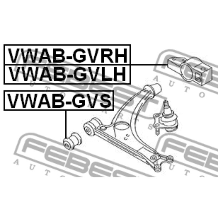Сайлентблок передний переднего рычага febest vwab-gvs
