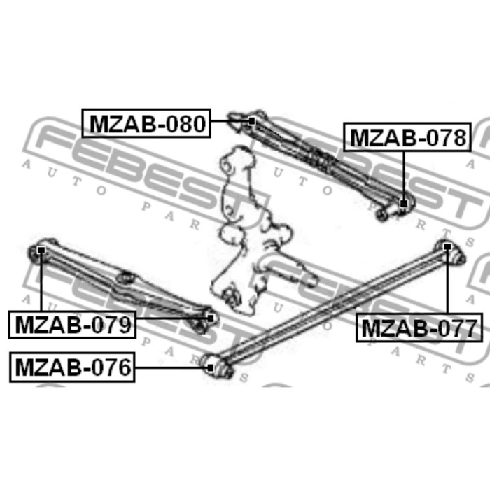 Сайлентблок задней поперечной тяги febest mzab-079