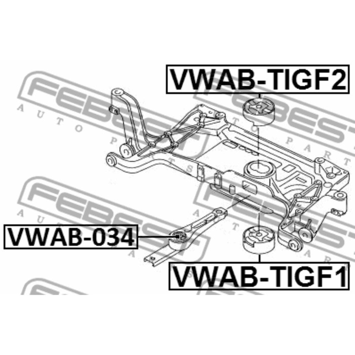 Сайлентблок подрамника febest vwab-tigf1