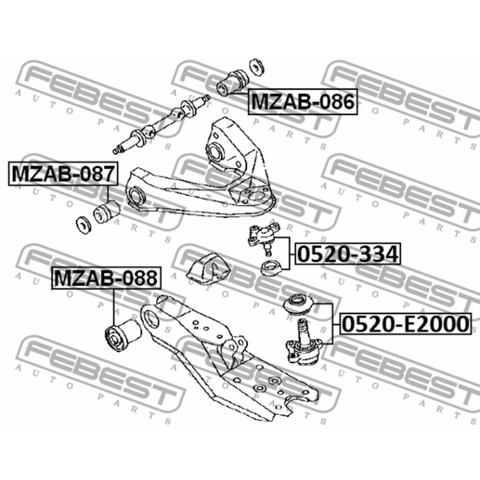 Сайлентблок переднего нижнего рычага febest mzab-088