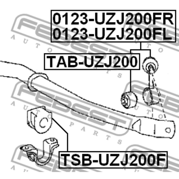 Сайлентблок стойки переднего стабилизатора febest tab-uzj200