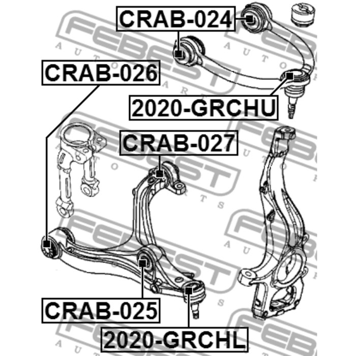 Сайлентблок переднего верхнего рычага febest crab-024