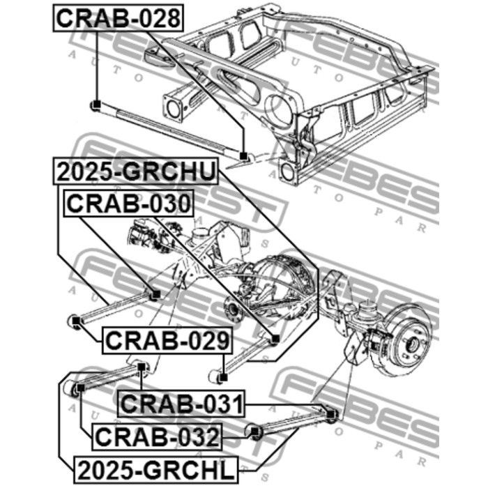 Сайлентблок задней нижней продольной тяги febest crab-032