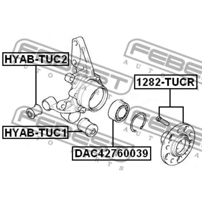 Сайлентблок задней цапфы febest hyab-tuc1
